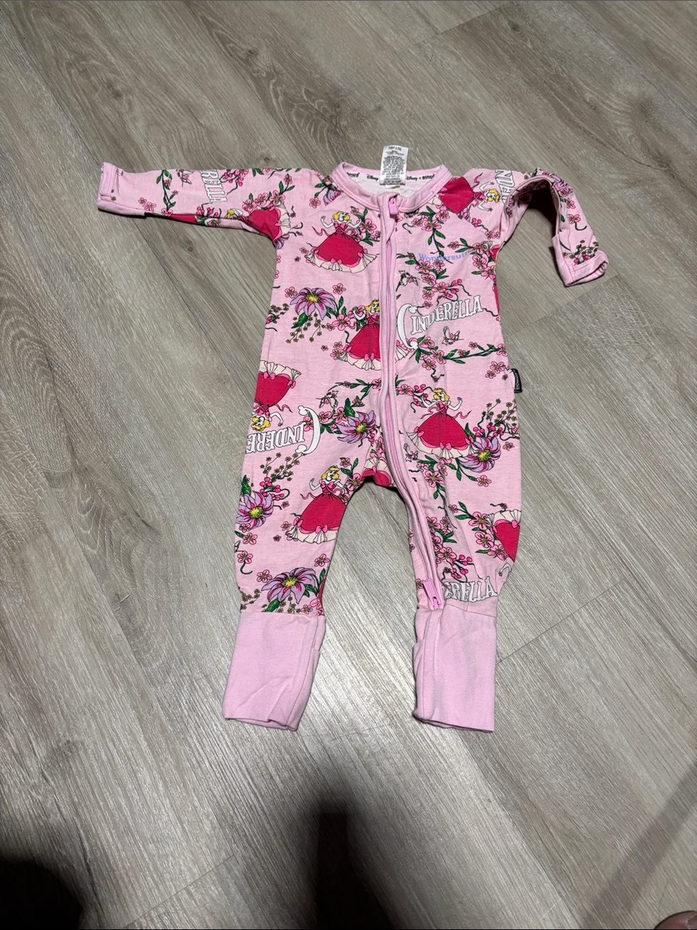 Bonds Pink Cinderella Print Footie One-Piece